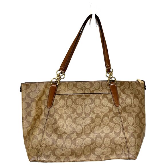 Coach Signature Ava Gold Chain Brown/Beige Tote Shoulder RESERVED FOR D_PULLING - Picture 2 of 9